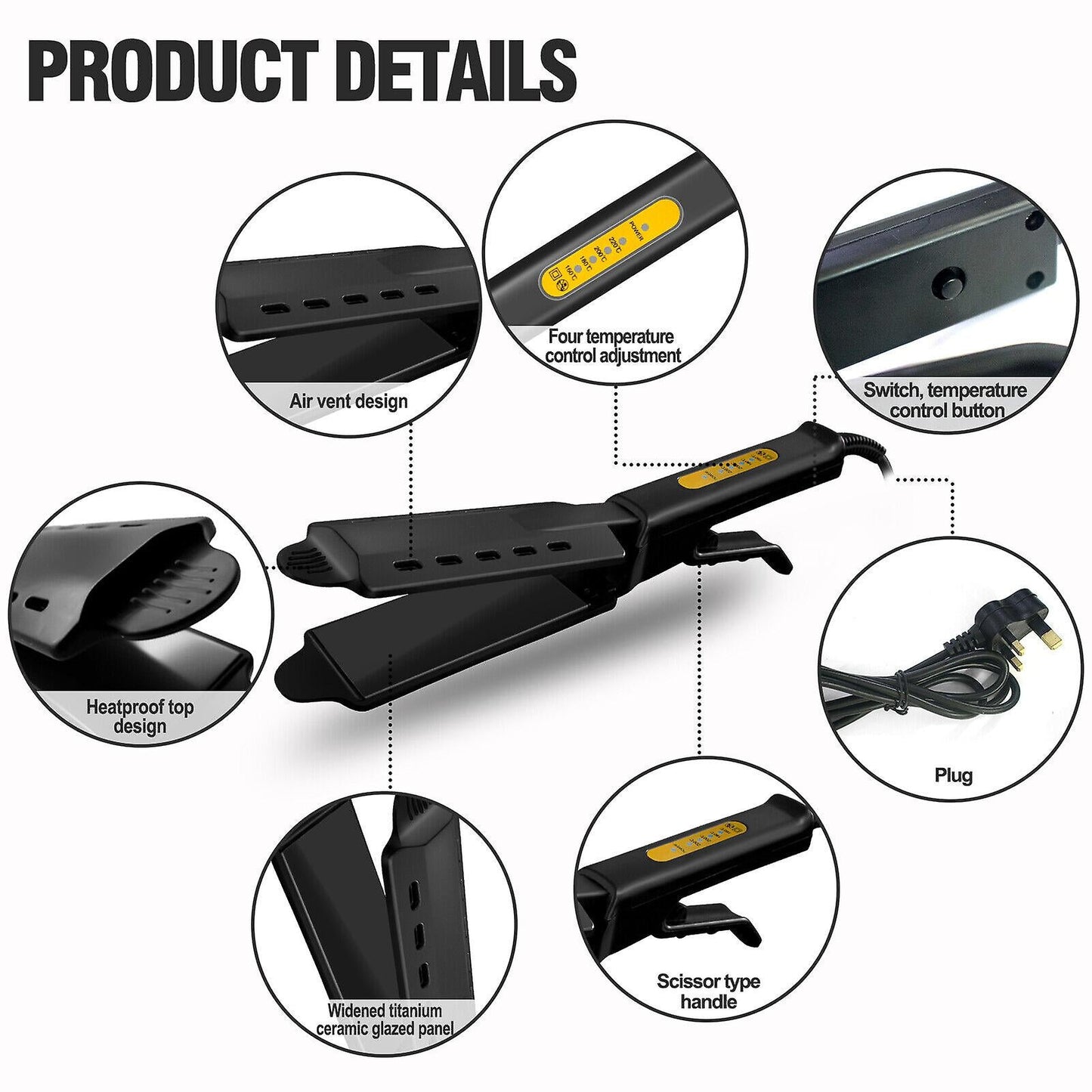 New Ceramic Tourmaline Ionic Flat Iron Hair Straightener