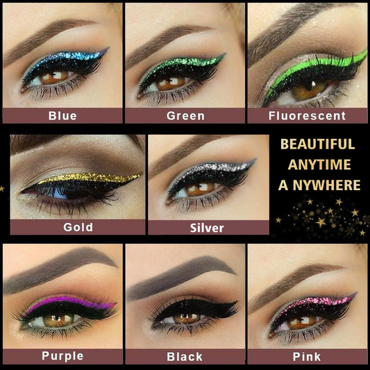 8 Colors Reusable Eyeliner and Eyelash Stickers with Glitter